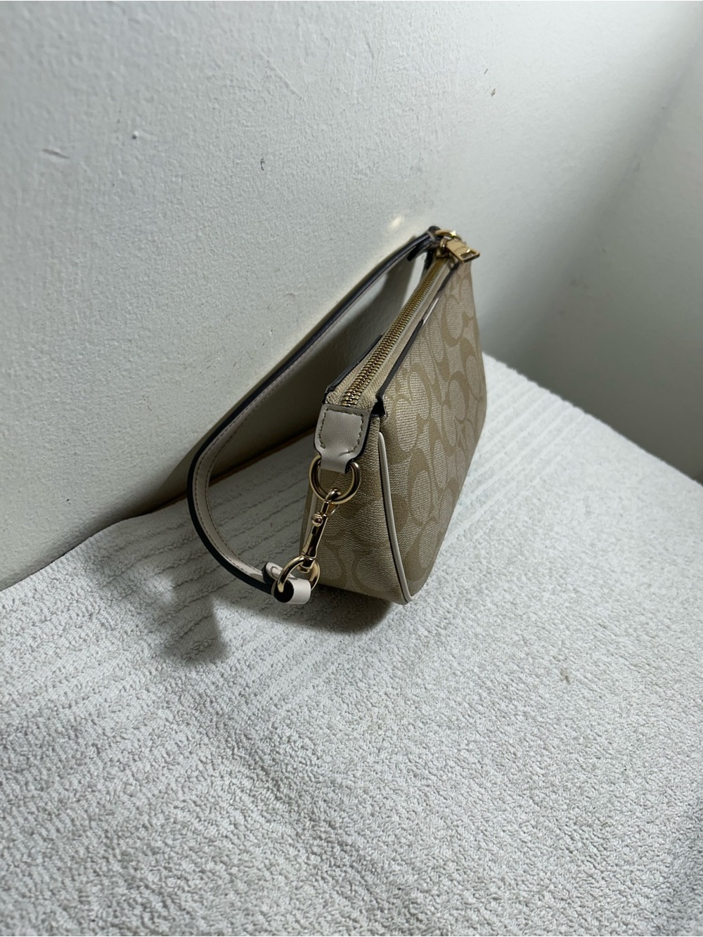 Coach Beige/Tan Signature Mini Wristlet - Picture 7 of 8
